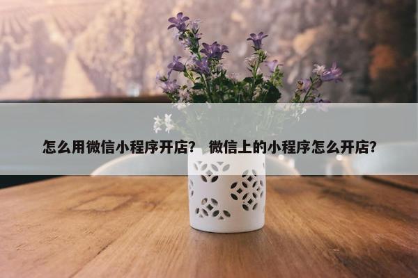 怎么用微信小程序开店？ 微信上的小程序怎么开店？