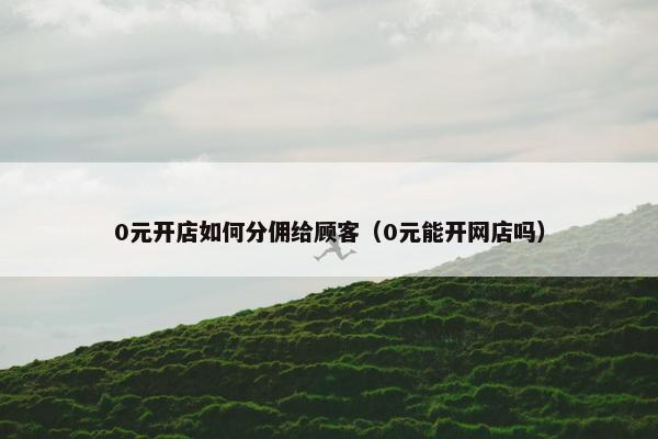0元开店如何分佣给顾客（0元能开网店吗）