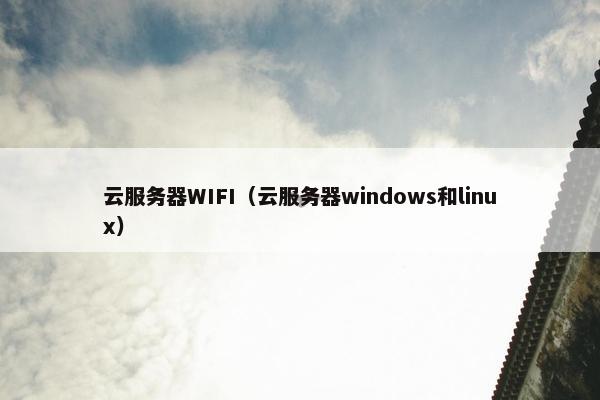 云服务器WIFI（云服务器windows和linux）