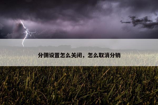 分佣设置怎么关闭，怎么取消分销