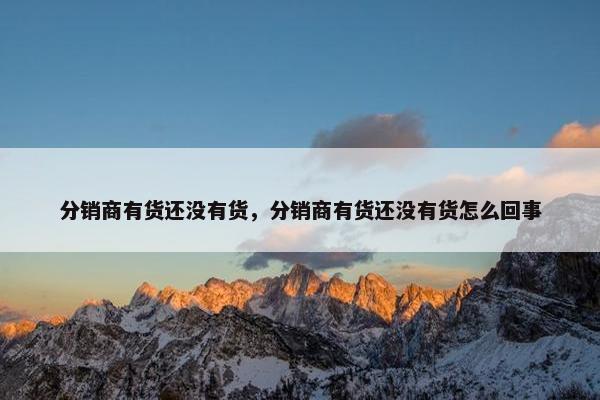 分销商有货还没有货，分销商有货还没有货怎么回事