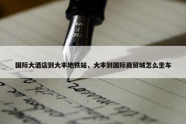 国际大酒店到大丰地铁站，大丰到国际商贸城怎么坐车