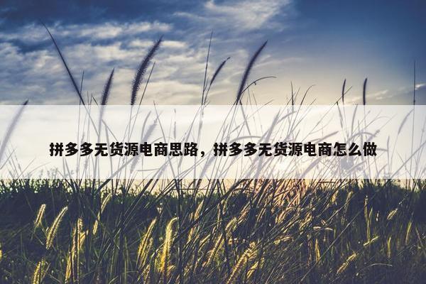 拼多多无货源电商思路，拼多多无货源电商怎么做