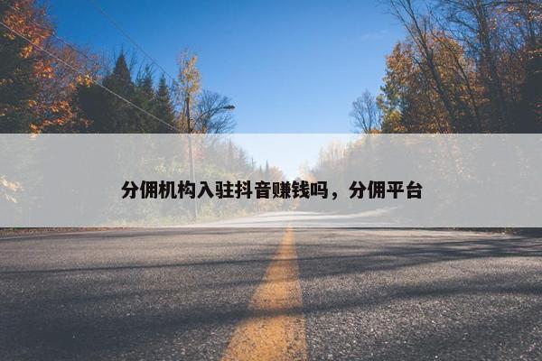 分佣机构入驻抖音赚钱吗，分佣平台
