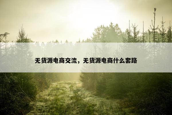 无货源电商交流，无货源电商什么套路