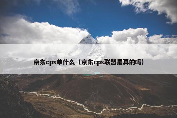 京东cps单什么（京东cps联盟是真的吗）