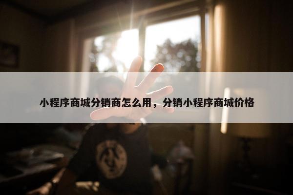 小程序商城分销商怎么用，分销小程序商城价格