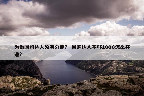 为做团购达人没有分佣？ 团购达人不够1000怎么开通？