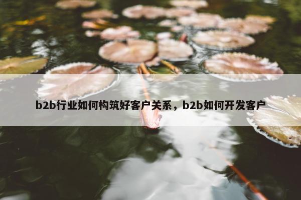 b2b行业如何构筑好客户关系，b2b如何开发客户