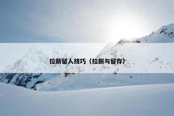 拉新留人技巧（拉新与留存）