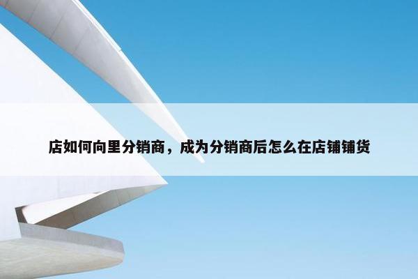 店如何向里分销商，成为分销商后怎么在店铺铺货