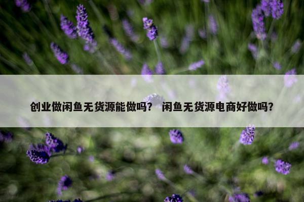 创业做闲鱼无货源能做吗？ 闲鱼无货源电商好做吗？
