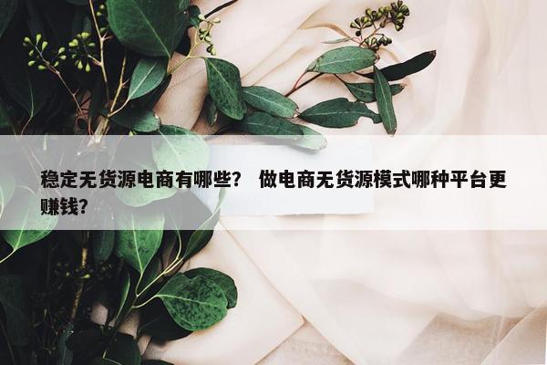 稳定无货源电商有哪些？ 做电商无货源模式哪种平台更赚钱？