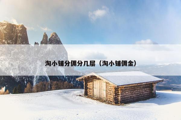 淘小铺分佣分几层（淘小铺佣金）