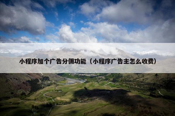 小程序加个广告分佣功能（小程序广告主怎么收费）