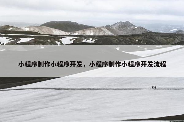 小程序制作小程序开发，小程序制作小程序开发流程