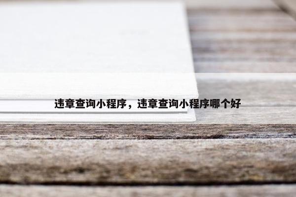 违章查询小程序，违章查询小程序哪个好