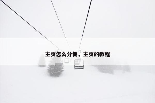 主页怎么分佣，主页的教程