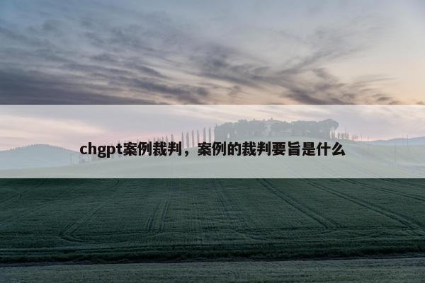 chgpt案例裁判，案例的裁判要旨是什么