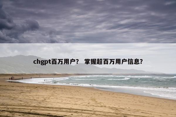 chgpt百万用户？ 掌握超百万用户信息？