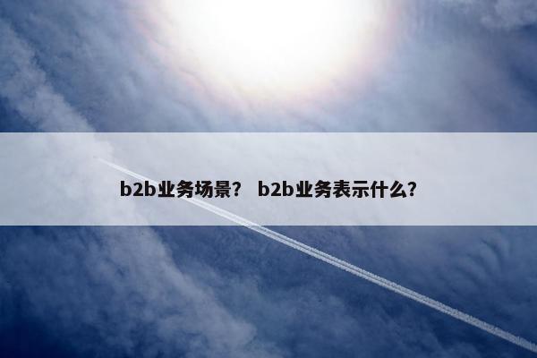 b2b业务场景？ b2b业务表示什么？