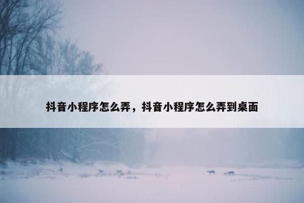 抖音小程序怎么弄，抖音小程序怎么弄到桌面