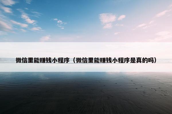 微信里能赚钱小程序（微信里能赚钱小程序是真的吗）