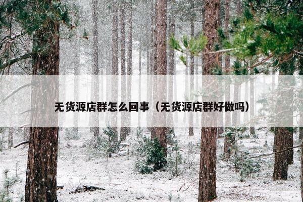 无货源店群怎么回事（无货源店群好做吗）