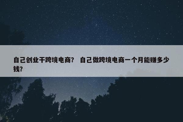 自己创业干跨境电商？ 自己做跨境电商一个月能赚多少钱？