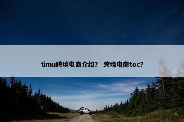 timu跨境电商介绍? 跨境电商toc? timu跨境电商介绍? 跨境电商toc?
