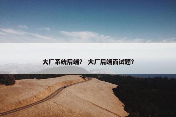 大厂系统后端？ 大厂后端面试题？