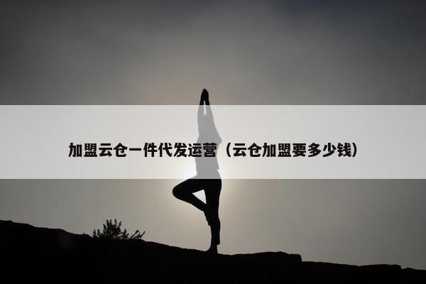 加盟云仓一件代发运营（云仓加盟要多少钱）