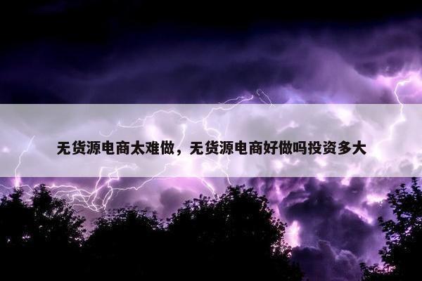 无货源电商太难做，无货源电商好做吗投资多大