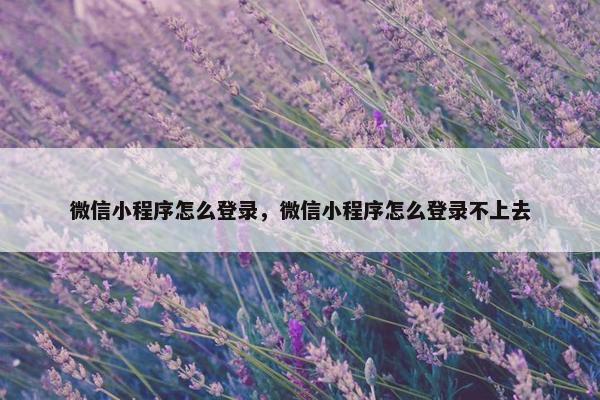微信小程序怎么登录，微信小程序怎么登录不上去