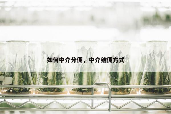 如何中介分佣，中介结佣方式