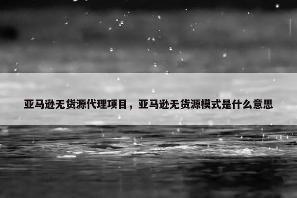 亚马逊无货源代理项目，亚马逊无货源模式是什么意思