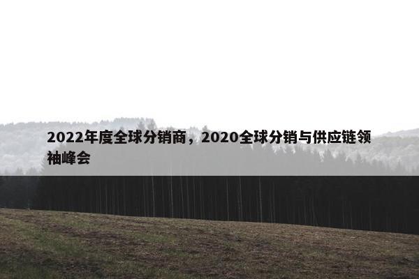 2022年度全球分销商，2020全球分销与供应链领袖峰会