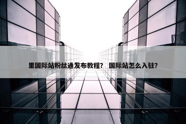 里国际站粉丝通发布教程？ 国际站怎么入驻？