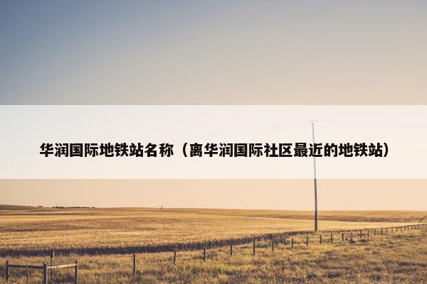 华润国际地铁站名称（离华润国际社区最近的地铁站）