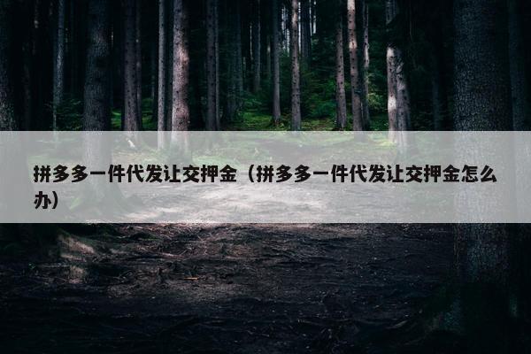拼多多一件代发让交押金（拼多多一件代发让交押金怎么办）