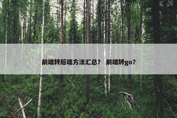 前端转后端方法汇总？ 前端转go？