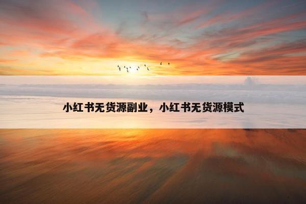 小红书无货源副业，小红书无货源模式