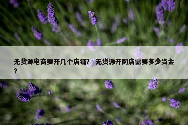 无货源电商要开几个店铺？ 无货源开网店需要多少资金？