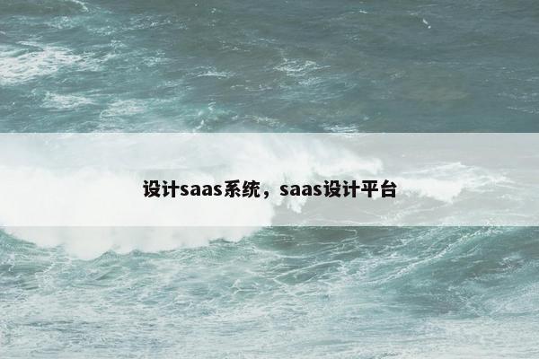 设计saas系统，saas设计平台