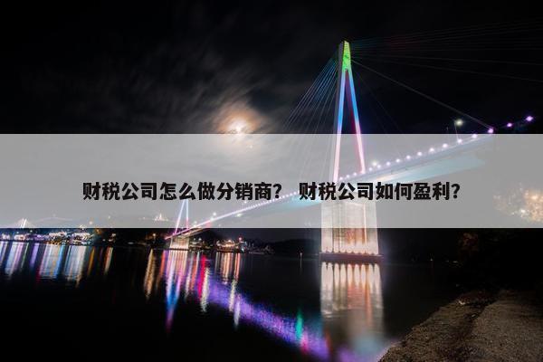 财税公司怎么做分销商？ 财税公司如何盈利？