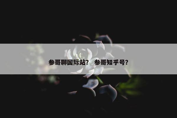 参哥聊国际站？ 参哥知乎号？