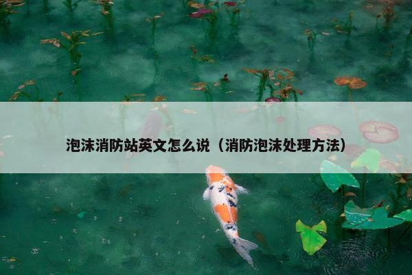 泡沫消防站英文怎么说（消防泡沫处理方法）