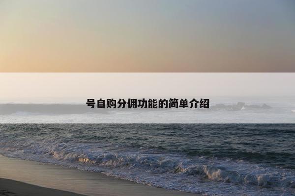 号自购分佣功能的简单介绍