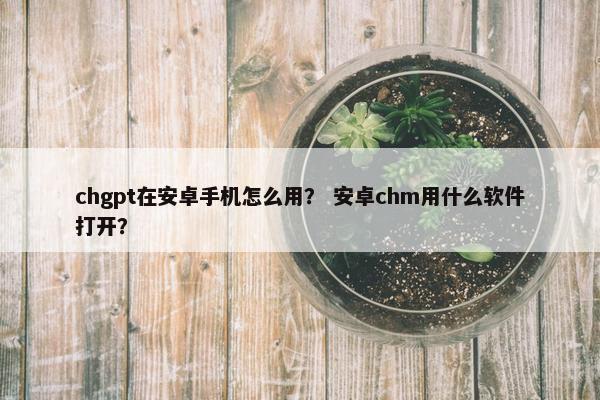 chgpt在安卓手机怎么用？ 安卓chm用什么软件打开？