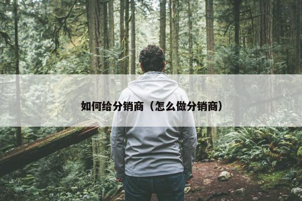 如何给分销商（怎么做分销商）